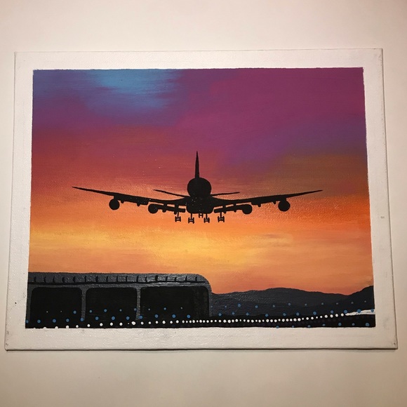 Airplane acrylic painting